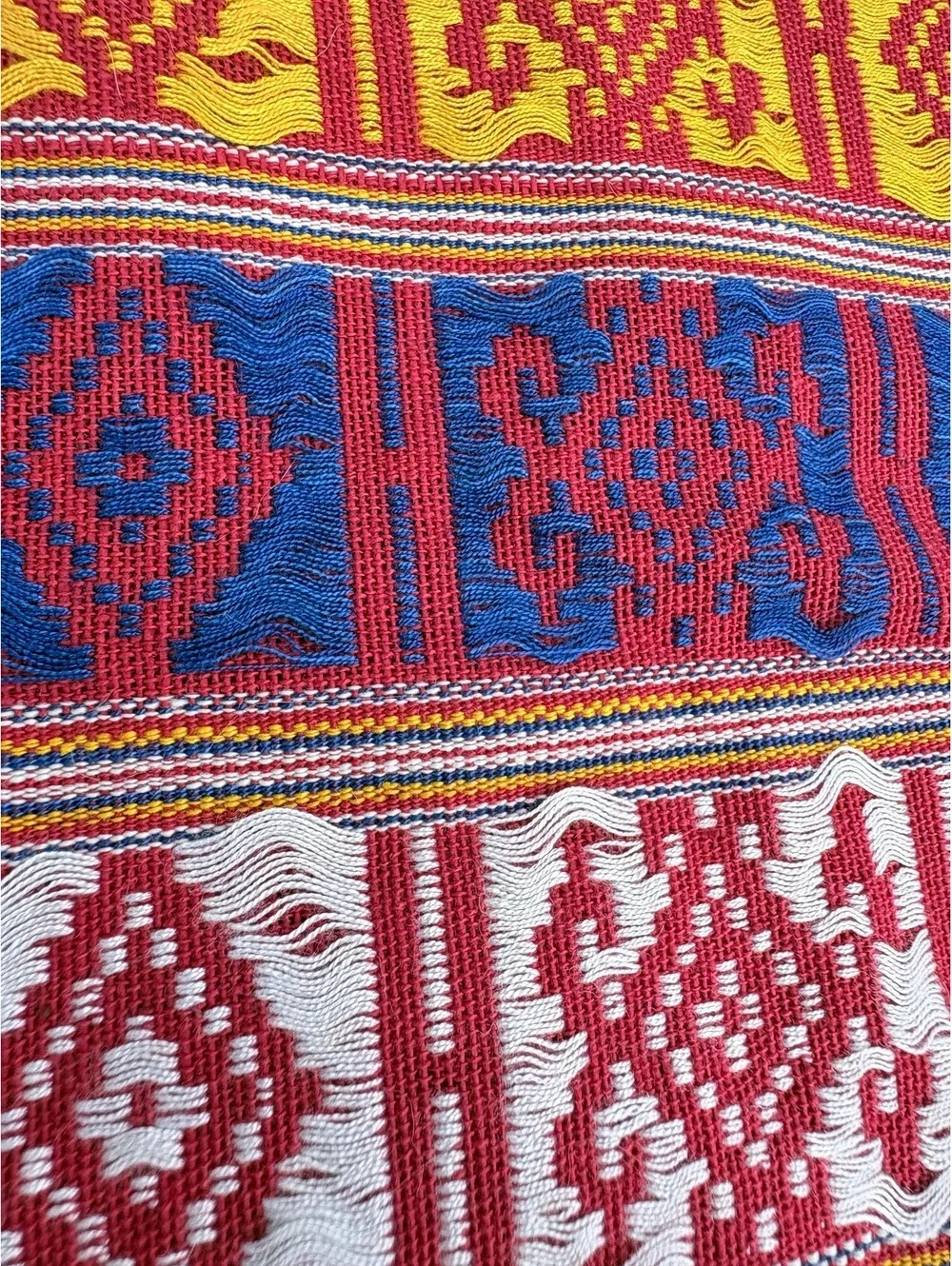 Vintage Woven Tablecloth Multicolor Boho Southwestern Fringed 56x39